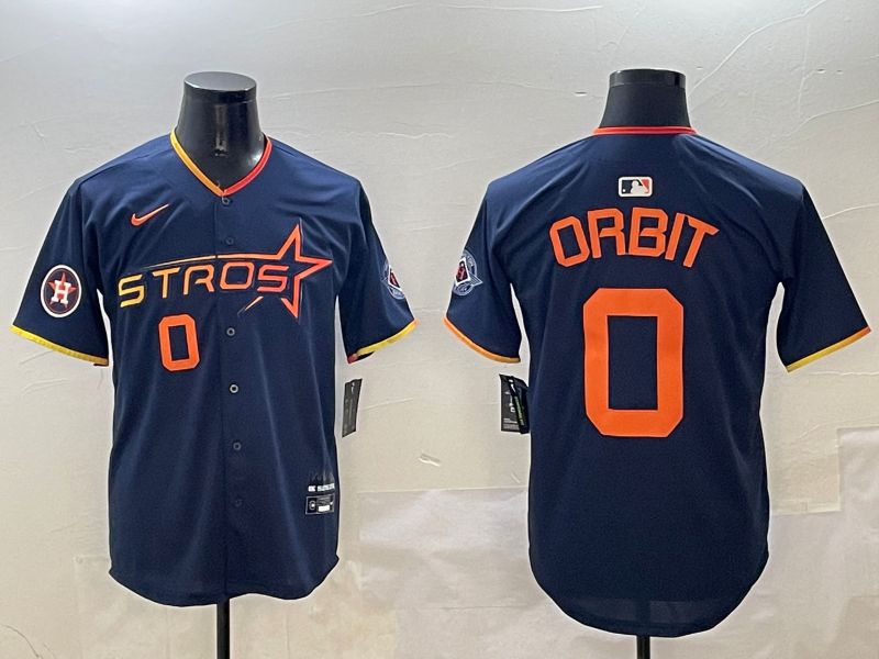 Men Houston Astros #0 Orbit Drak Blue Three generations Joint Name 2025 Nike MLB Jersey style 3